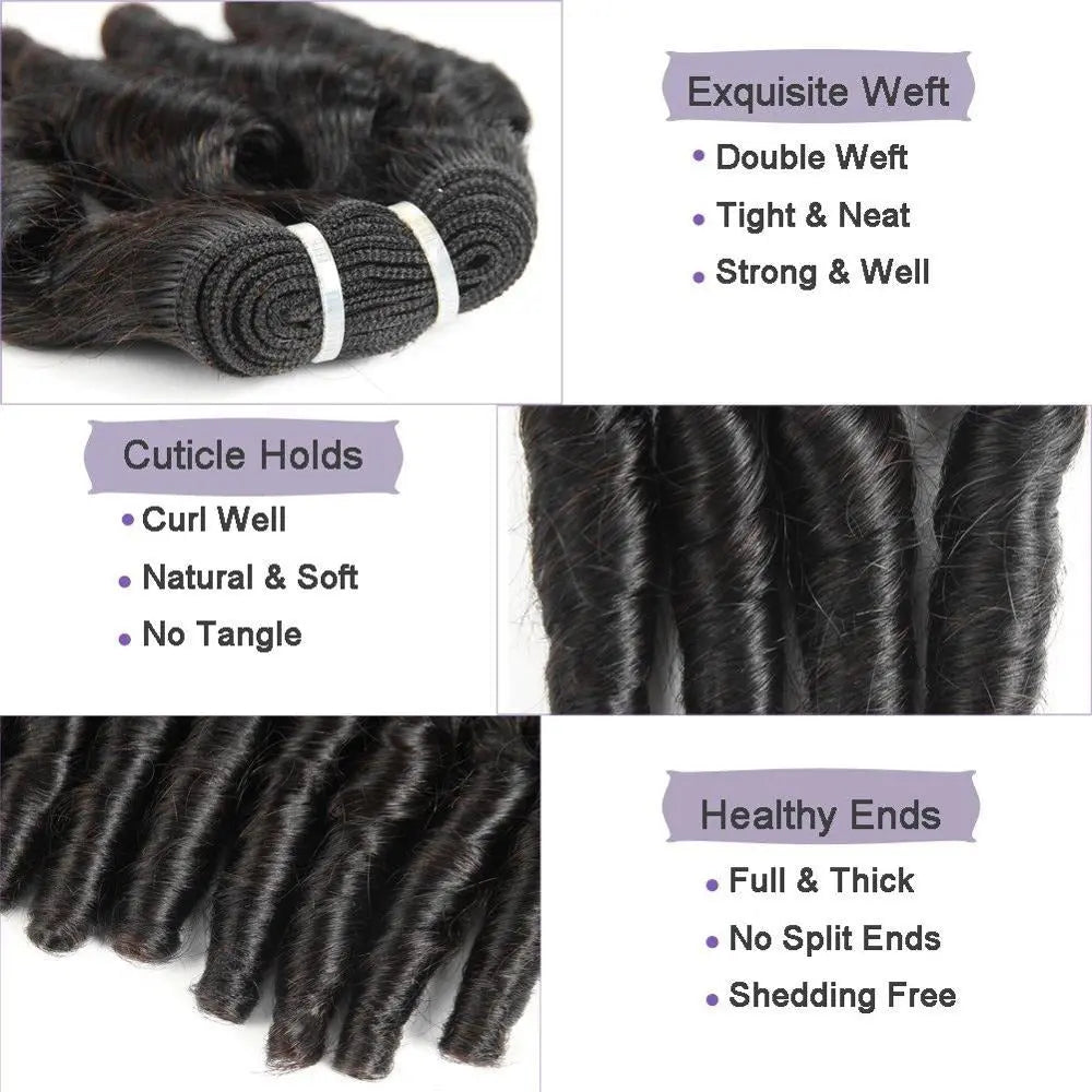 10A Grade 3/4 Spring Curl Fumi Human Hair bundles with 4x4 Closures & Cerise Alfie