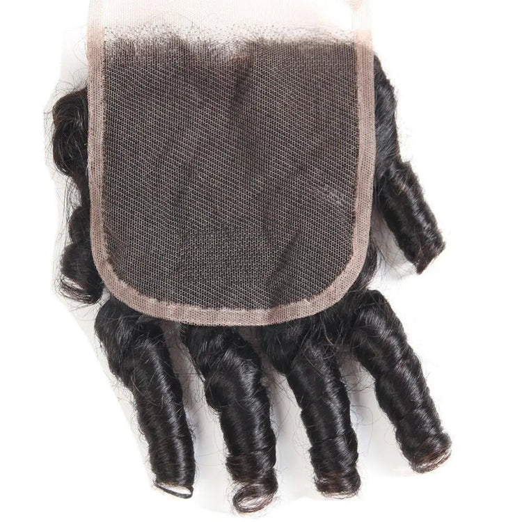 10A Grade 3/4 Spring Curl Fumi Human Hair bundles with 4x4 Closures & Cerise Alfie