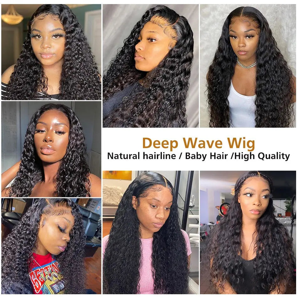 13x4 HD Transparent Lace Frontal Deep Wave Human Hair Wigs 200% Densit Cerise Alfie
