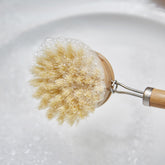 Wooden and Sisal Dish Brush with 2 Pieces Replacement Brush Heads Yellow Lavender
