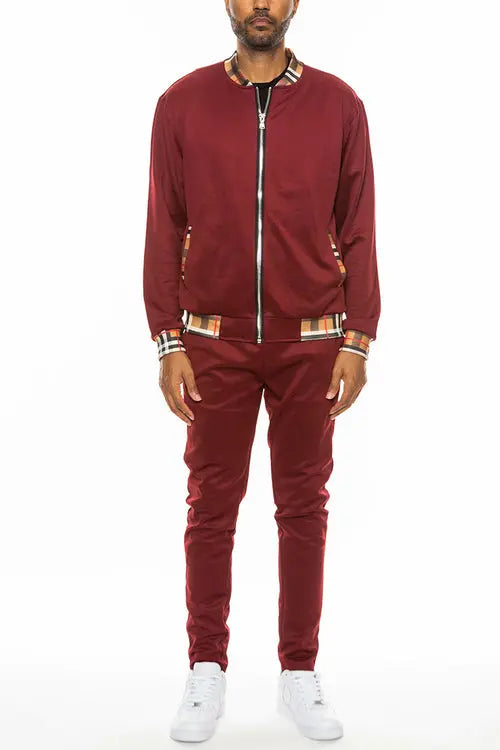 Checkered Detail Track Jacket Set Lime Milo