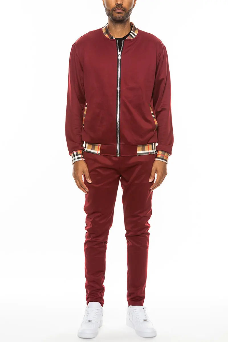 Checkered Detail Track Jacket Set Lime Milo