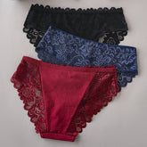 3PCS/Set Luxury Floral Embroidery Lace Panties Women Briefs Sexy Hollow Lingerie Female Underwear Ladies Breathable Underpants Khamik Shop Online
