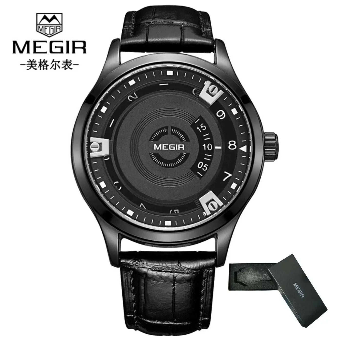 MEGIR Men Watches Luxury Leather Strap Sport Military Watch Male Clock Waterproof Casual Quartz Wristwatch Reloj Hombre 1067 Khamik Shop Online