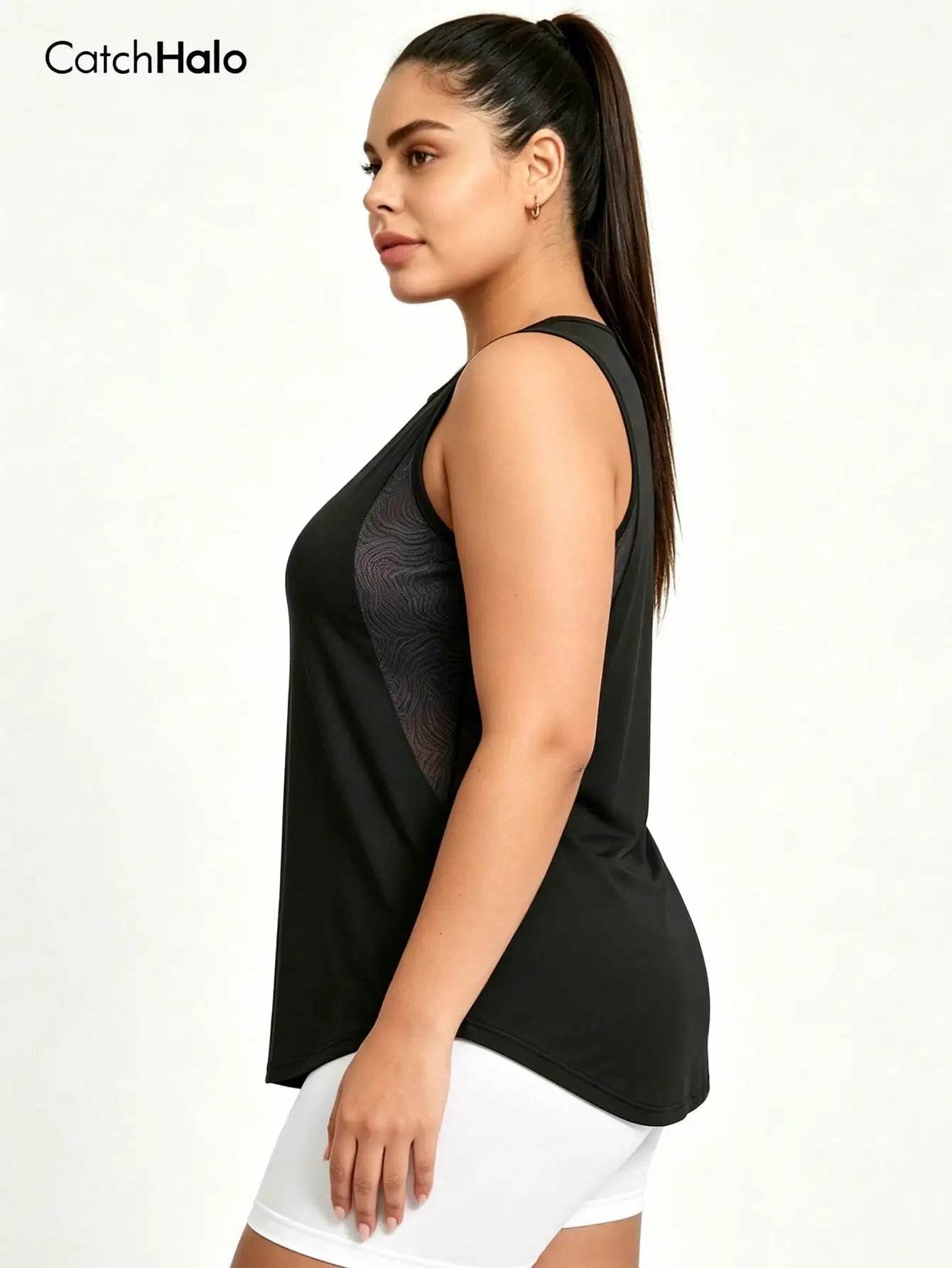Plus Size Mesh Tank Top Women Breathable Loose Fit Gym Top Sleeveless Yoga Shirt Sweat Wicking Summer Sports Activewear Khamik Shop Online