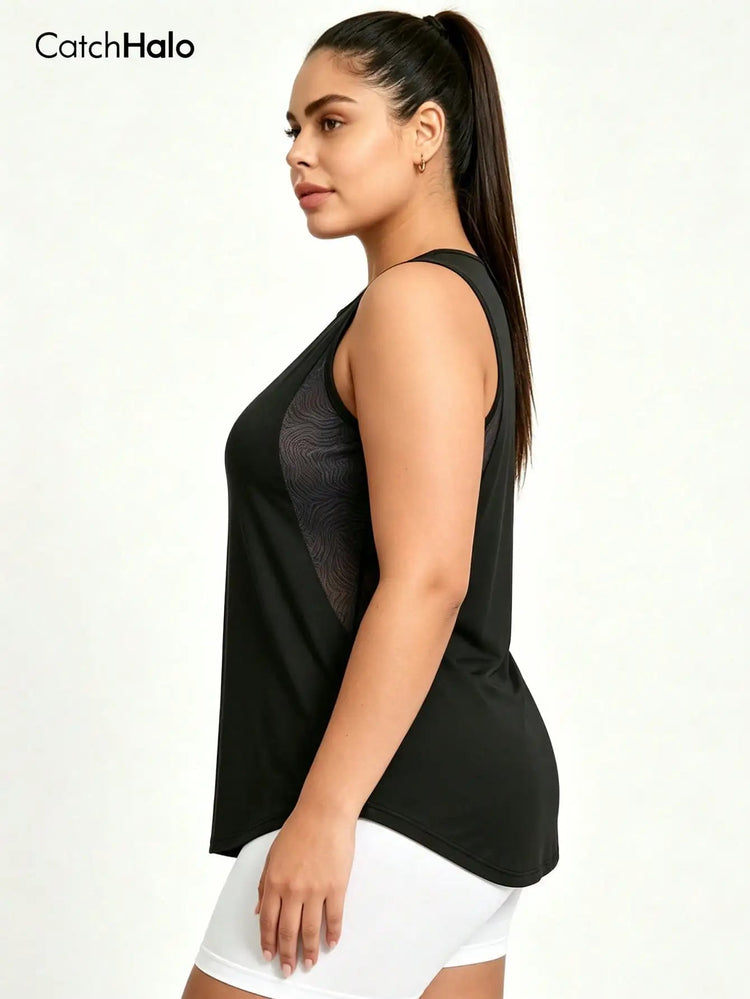 Plus Size Mesh Tank Top Women Breathable Loose Fit Gym Top Sleeveless Yoga Shirt Sweat Wicking Summer Sports Activewear Khamik Shop Online