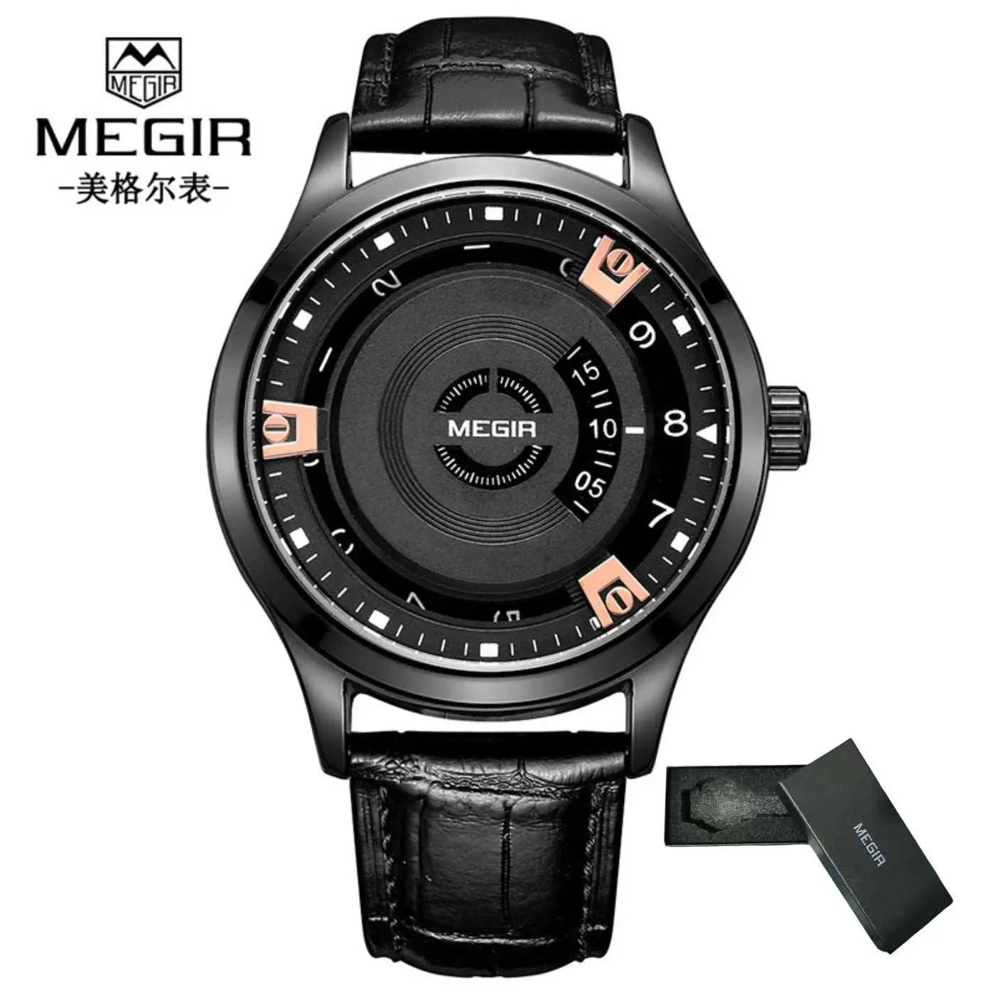 MEGIR Men Watches Luxury Leather Strap Sport Military Watch Male Clock Waterproof Casual Quartz Wristwatch Reloj Hombre 1067 Khamik Shop Online