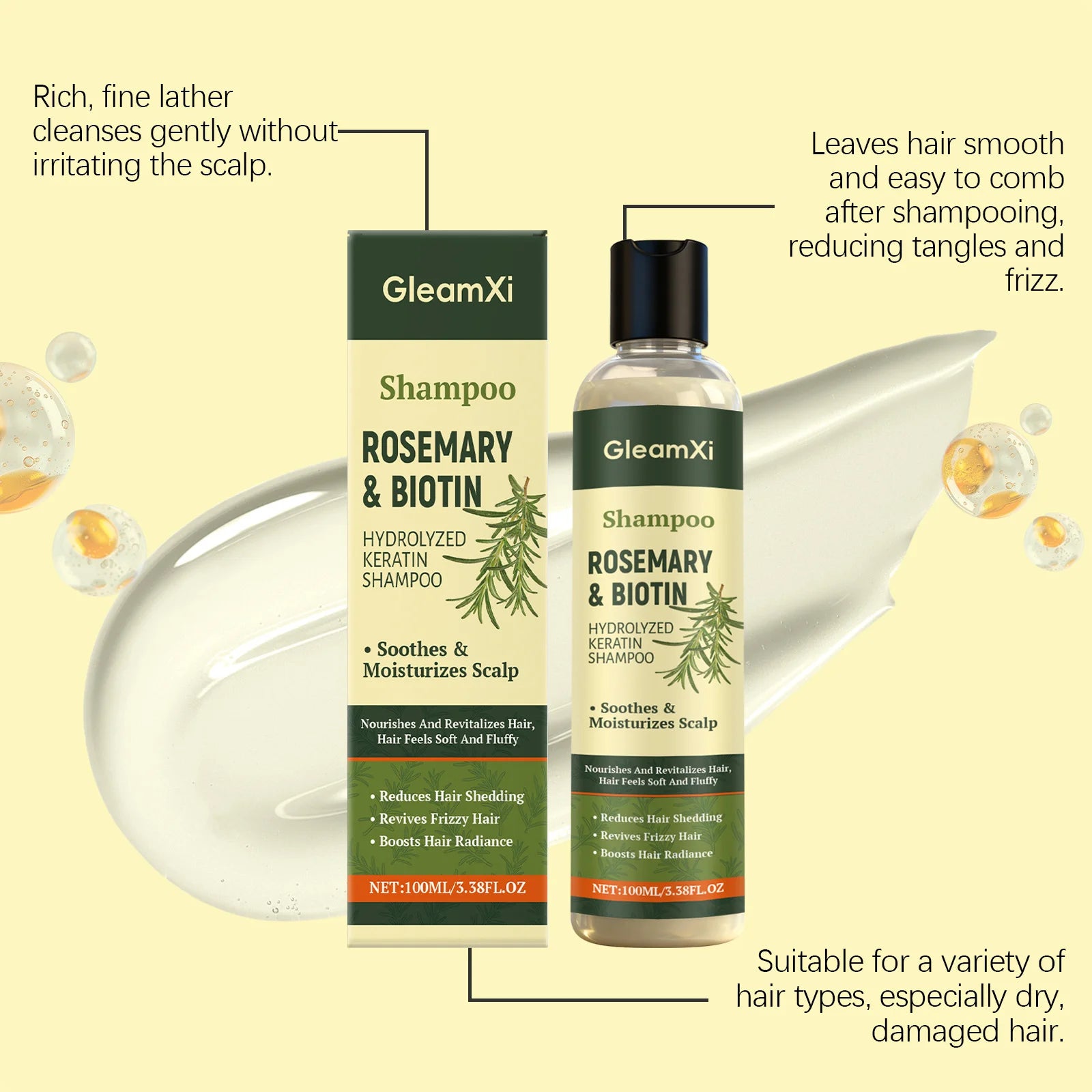 Rosemary Shampoo Thickening Volumizing Nourishing Oil Control Dry Damaged Repair Scalp Cleansing Smoothing Strengthening Shampoo