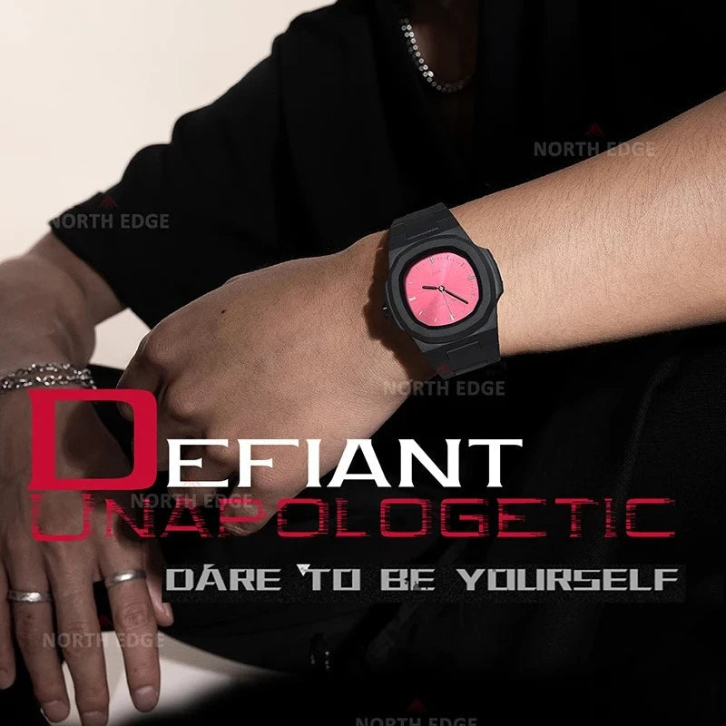 NORTH EDGE Watch for Man New VOLT Quartz Watch Fashion Light Resin Case Square Swimming 50M Waterproof Men Watches Gift Box Khamik Shop Online