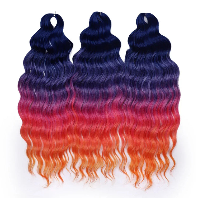 FREEDOM Synthetic Curly Braiding Hair Extensions 24 Inch/60 cm Long Deep Wavy Twist Crochet Braids Hair Ombre Brown Rainbow Hair Khamik Shop Online