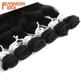 FASHION IDOL Water Wave Hair Bundles Synthetic Hair Extensions Ombre Blonde Hair Weave Bundles 6pcs 20" High Temperature Fiber Khamik Shop Online