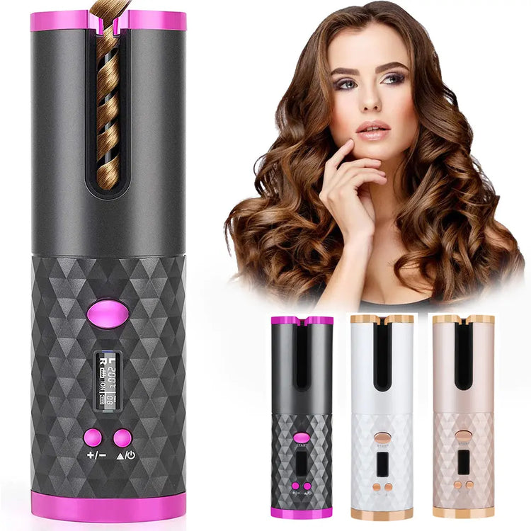 Rechargeable Automatic Hair Curler Women Portable Hair Curling Iron Periwinkle Abderus