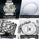 OLEVS 2858 Quartz Watch for Men Classic Three Eye Chronograph Small Dial 24 Hour Moon Phase Luxury Original Men&