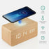 Wooden Digital Alarm Clock with Wireless Phone Charging Pad – Charger Yellow Pandora