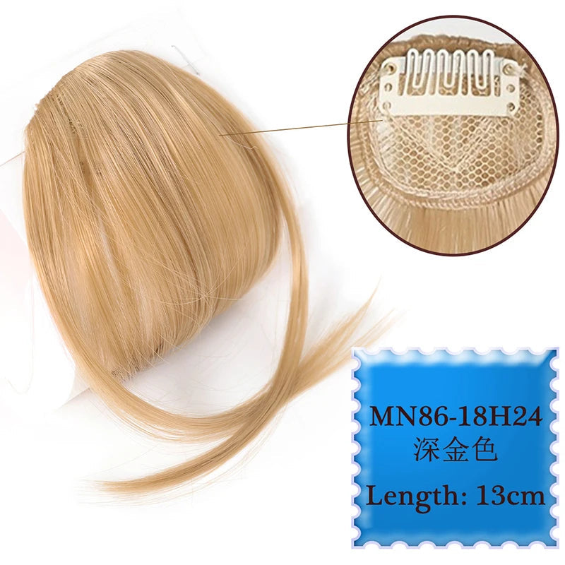 Synthetic Hair Clip In Bangs Brown Colored Invisible Front Fringes Clip in Hair Air Bangs Natural Black Fake Hair Bangs For Girl Khamik Shop Online
