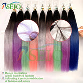 RESIO  Feather Hair Extensions Straight 100% Real Human Microring Hair Extensions Color Purple Blue Pink Gray 18-20inch Khamik Shop Online