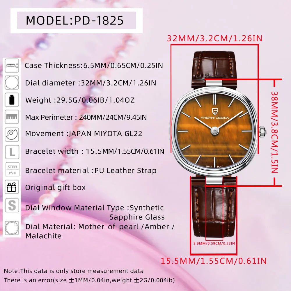 PAGANI DESIGN 2026 New Quartz Watch Top Brand Waterproof Watch Sapphire Glass Classic Leather 32mm Women Wristwatch Gift Watches Khamik Shop Online