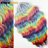 FREEDOM Synthetic Curly Braiding Hair Extensions 24 Inch/60 cm Long Deep Wavy Twist Crochet Braids Hair Ombre Brown Rainbow Hair Khamik Shop Online