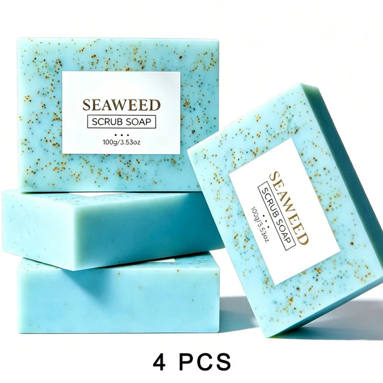 Seaweed Scrub Soap for Face And Body - Deep Cleansing Oil Control with Retinol Collagen VC Essence - Brighten Skin 100g Khamik Shop Online