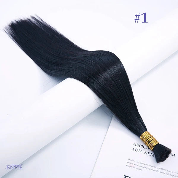 JSNME Bulk Human Hair Extensions 100% Real Human Hair Extension Straight 50g Black Brown Blonde 613 Color For Salon 14"-26" Inch Khamik Shop Online