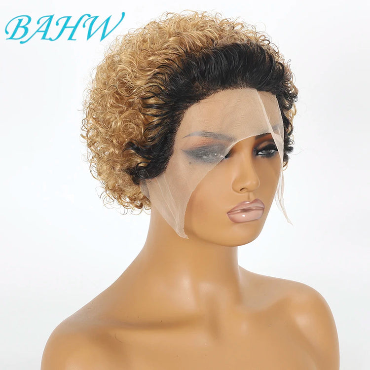 Peruvian Hair Pixie Cut Wig Kinky Curly Virgin Hair Wig 1B/30 Short Bob Natural Color Full Machine Made Wigs For Black Women Khamik Shop Online