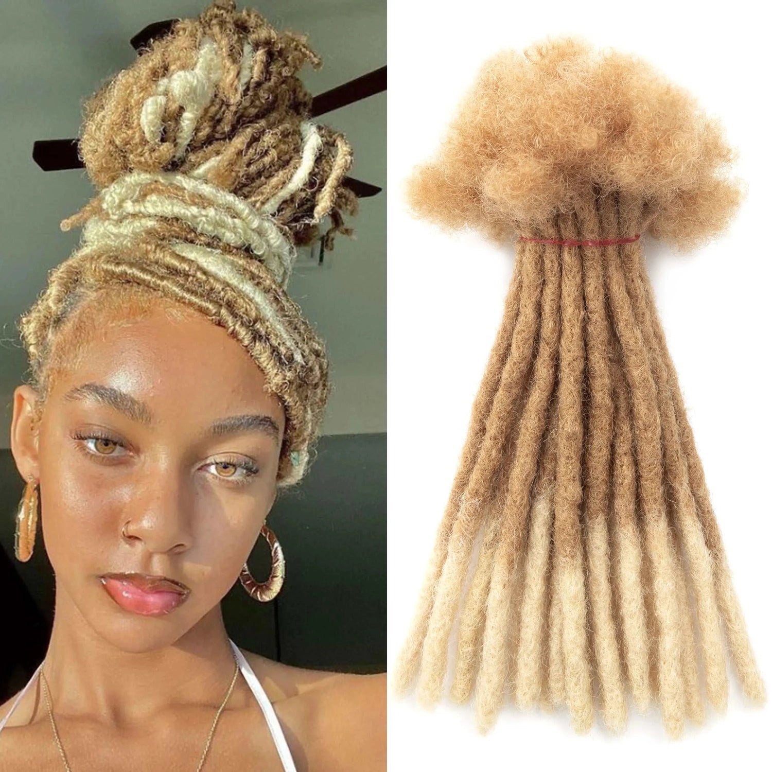 20strands/pack 0.6cm Thickness Tip Blonde 100% Real Human Hair Dread Lock Extensions Full Handmade Permanent Extension Bundles Khamik Shop Online