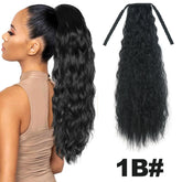 Straight Long Ponytail Extensions 22inch Natural Black Wrap Around Synthetic Hair Piece Pony Tail Hair Hairpieces for Women Girl Khamik Shop Online