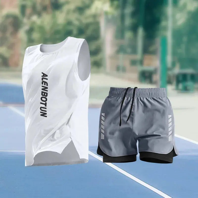 Men Running Sports Set Summer New Arrival Marathon Training Fitness Outfits Professional Quick Dry Basketball Tank Top And Short Khamik Shop Online