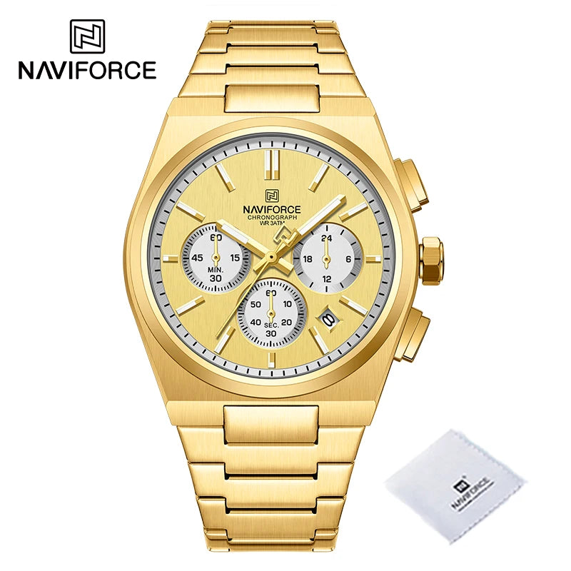 Trend Brand Stainless Steel Couple Watch Quartz Date Display Chronograph for Lovers Waterproof Fashion Wild Wristwatch