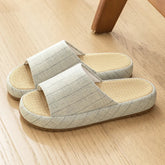 Summer Women Home Slippers Linen Summer Flats Shoes Breathable Sandals Comfortable Non-Slip Soft Slides Indoor Men Slippers Khamik Shop Online