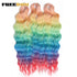 FREEDOM Synthetic Curly Braiding Hair Extensions 24 Inch/60 cm Long Deep Wavy Twist Crochet Braids Hair Ombre Brown Rainbow Hair Khamik Shop Online