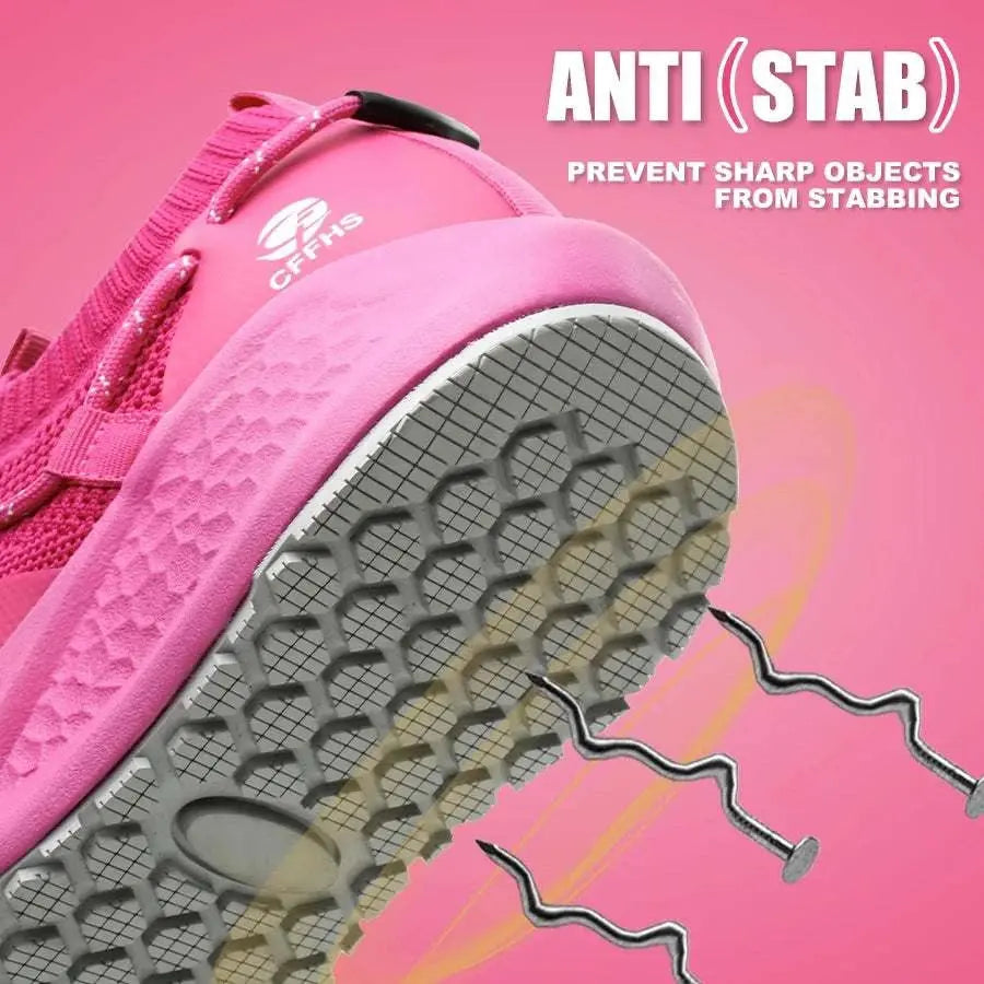 Latest Women Work Shoes Puncture-Proof Safety Shoes Non-slip Platform Sneakers Women Steel Toe Shoes Comfort Security Boots Lady Khamik Shop Online