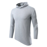 Men Solid Casual Hooded Long Sleeve T Shirt Soft Cotton Irregular Hem Daily Outdoor Top S 3XL Khamik Shop Online