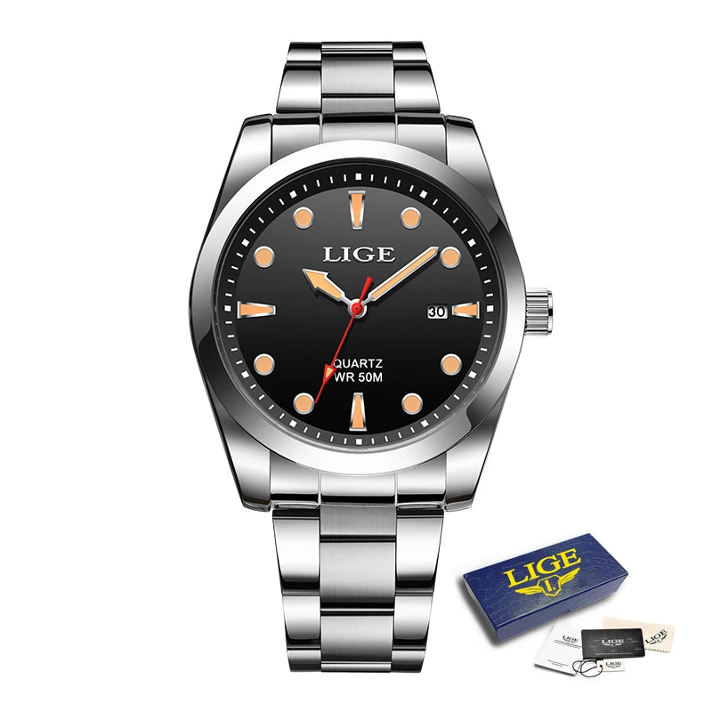Top Brand Luxury Mens Watch Casual Fashion Quartz Wristwatches Sport 50M Waterproof Luminous Steel Watches Men Reloj Hombre