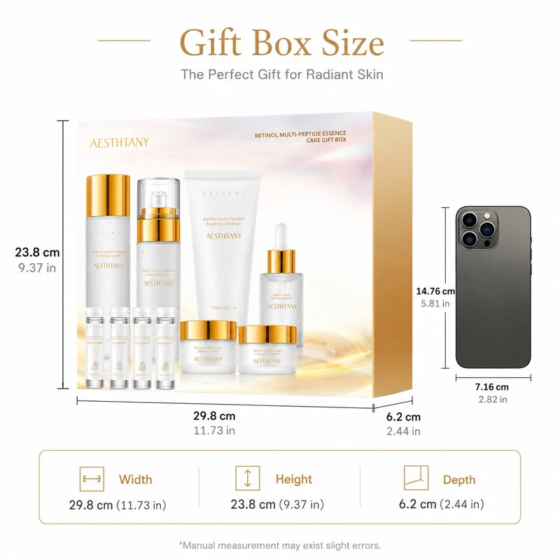 7PCS Retinol Multi-Peptide Skincare Set Hydrating Face Care Routine Gift Box Toner Cleanser Essence Cream Mask for Smooth Glow Khamik Shop Online
