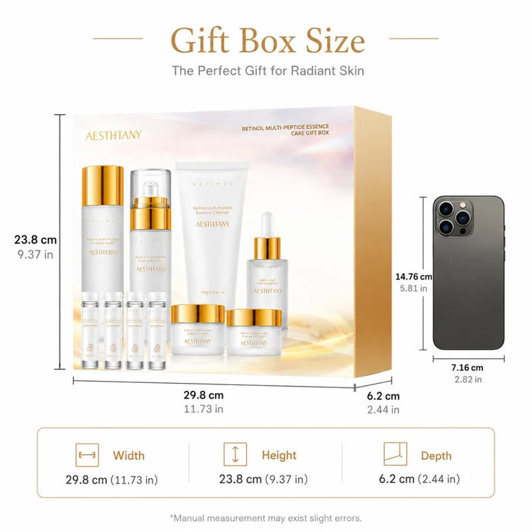 7PCS Retinol Multi-Peptide Skincare Set Hydrating Face Care Routine Gift Box Toner Cleanser Essence Cream Mask for Smooth Glow Khamik Shop Online