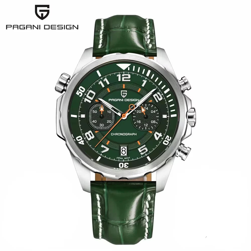 PAGANI DESIGN Classic Leather Men Watch Japan VK64 Movement Quartz Wristwatch Top Brand Sports Waterproof Watches for Men&