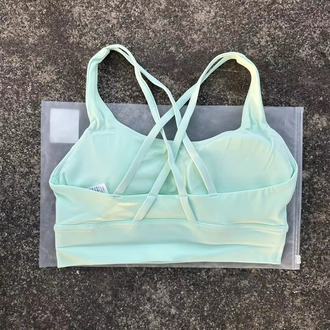 Solid Color Soft Cross Back Women Fitness Bra Tights Yoga Vest High Strength Shockproof Gym Sports Top Push Up With Chest Pad Khamik Shop Online