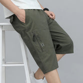 Mens Cargo Shorts Knee Pants Zipper Pocket Summer Cotton Shorts Climbing Jogger Elastic Waist Sports Wear Khamik Shop Online