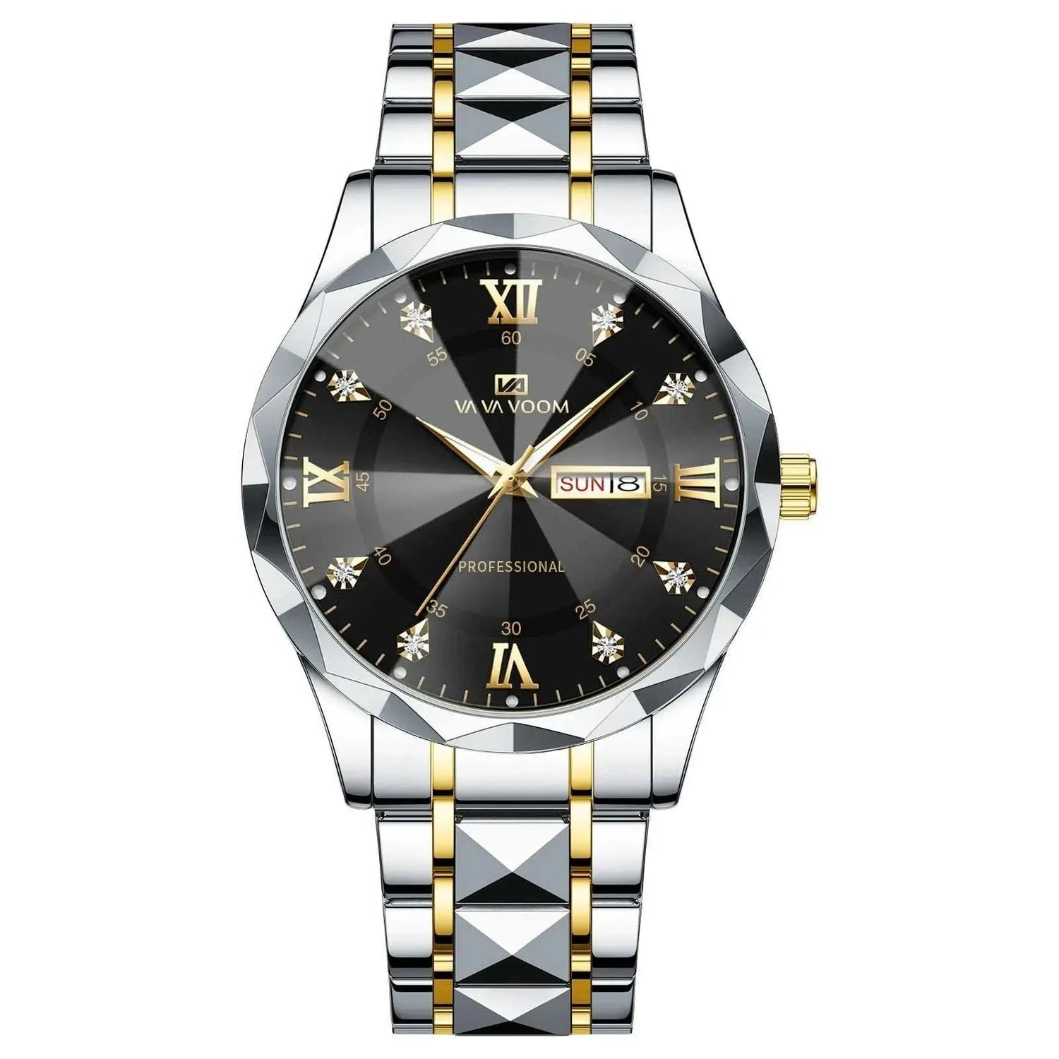 VA VA VOOM Hot Selling Original Blue Gold Quartz Watch Men Fashion High Quality Japanese Movement Gold Stainless Steel Fashion Clock Sports Gift Watch Men Rhombus Design Business Quartz Watch Men Fashion Gold Clock Sports Gift Watch for Men Khamik Shop Online