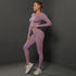2Pcs Women Sets Energy Seamless Gym Suits Bubble Butt Sports Pants+Long Sleeve Shirts Push Up Running Sets Tracksuits Tights Set Khamik Shop Online