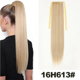 Straight Long Ponytail Extensions 22inch Natural Black Wrap Around Synthetic Hair Piece Pony Tail Hair Hairpieces for Women Girl Khamik Shop Online
