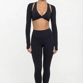 Nude Feel Yoga Long Sleeve Set For Women Pullover Quick-Dry Compression Shirt Outdoor Fitness Activewear Woman Sports Sets Khamik Shop Online