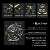 OLEVS 7070 Automatic Watch Men Moon phase Waterproof Men Watches Stainless steel Luxury Mechanical Watch for Men Khamik Shop Online