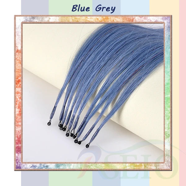 RESIO Color  8D Tip Hair Extensions 100% Real Human Hair Microbeads Extensions Color Purple Blue Pink Gray 18-20inch 0.5g/Strand Khamik Shop Online