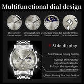OLEVS 2858 Quartz Watch for Men Classic Three Eye Chronograph Small Dial 24 Hour Moon Phase Luxury Original Men&