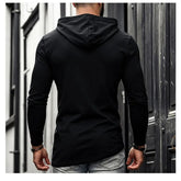 Men Solid Casual Hooded Long Sleeve T Shirt Soft Cotton Irregular Hem Daily Outdoor Top S 3XL Khamik Shop Online