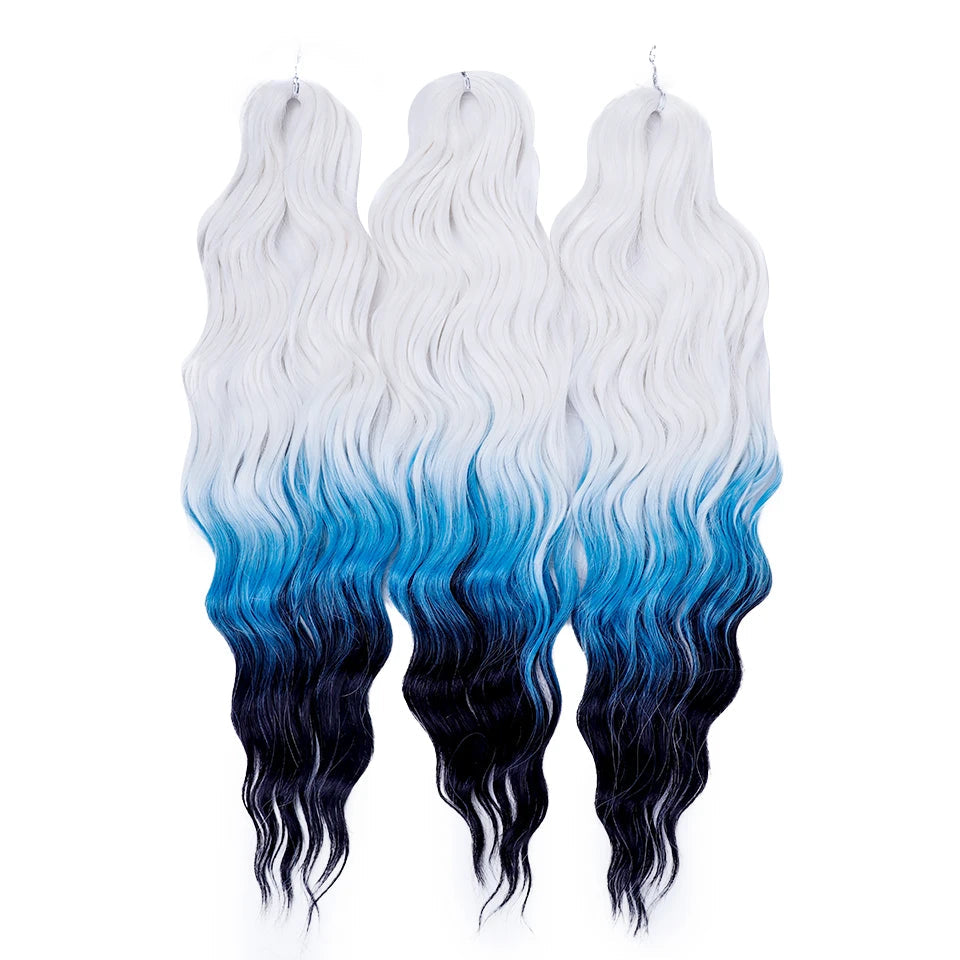 FREEDOM Synthetic Curly Braiding Hair Extensions 24 Inch/60 cm Long Deep Wavy Twist Crochet Braids Hair Ombre Brown Rainbow Hair Khamik Shop Online