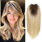 6 Colors Available Human Hair Topper Wig 4x4.5 Lace Frontal 12 Inch Hand-Tied 4 Clips 48H Ship 