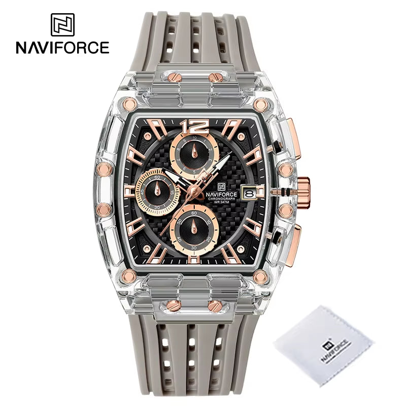 New  Men'S Quartz Multifunction Watches Fashion Sports Chronograph 5ATM Waterproof Silicone Band Casual Man Wrist Watch